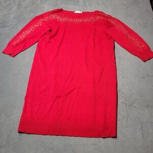 89th + Madison Knit Dress Womens XL Red Studded Holiday Shift Party 11732